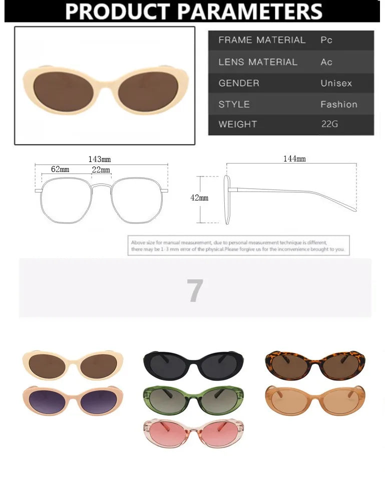 Oval Retro Sunglasses – Small Frame Unisex Design for a Stylish Look