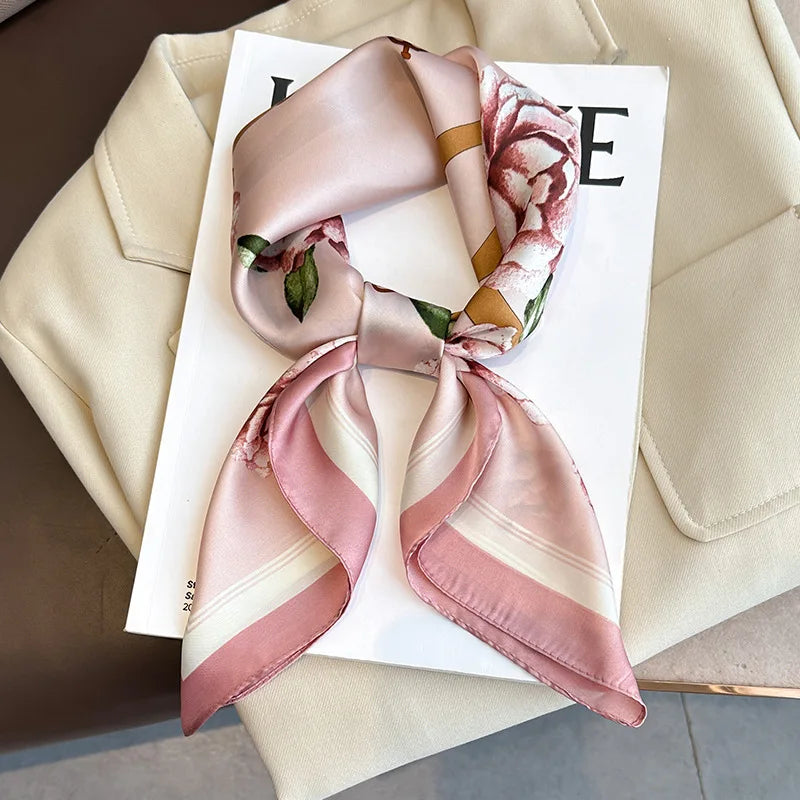 Printed Silk Scarf – Luxury Square Pashmina for Hair, Neck & Head Styling