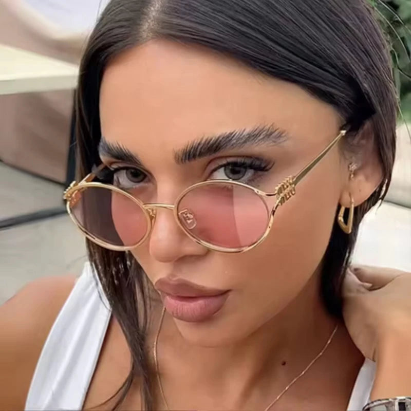 Metallic Cat Eye Sunglasses – Retro Small Frame Unisex UV Protection