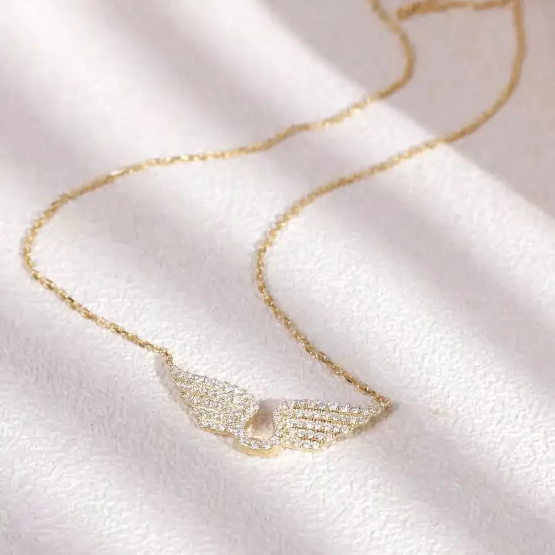 Titanium Steel Angel Wings Necklace – Elegant Clavicle Chain for Women