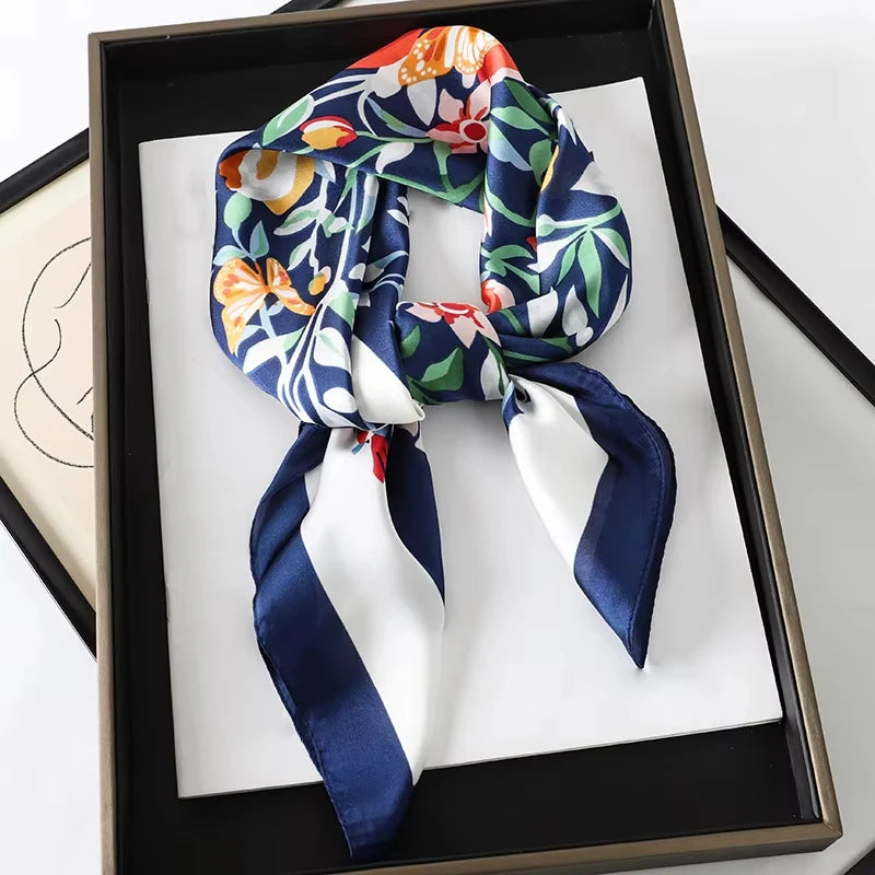 Luxury Square Silk Scarf – Elegant Satin Hijab & Headband Wrap for Women