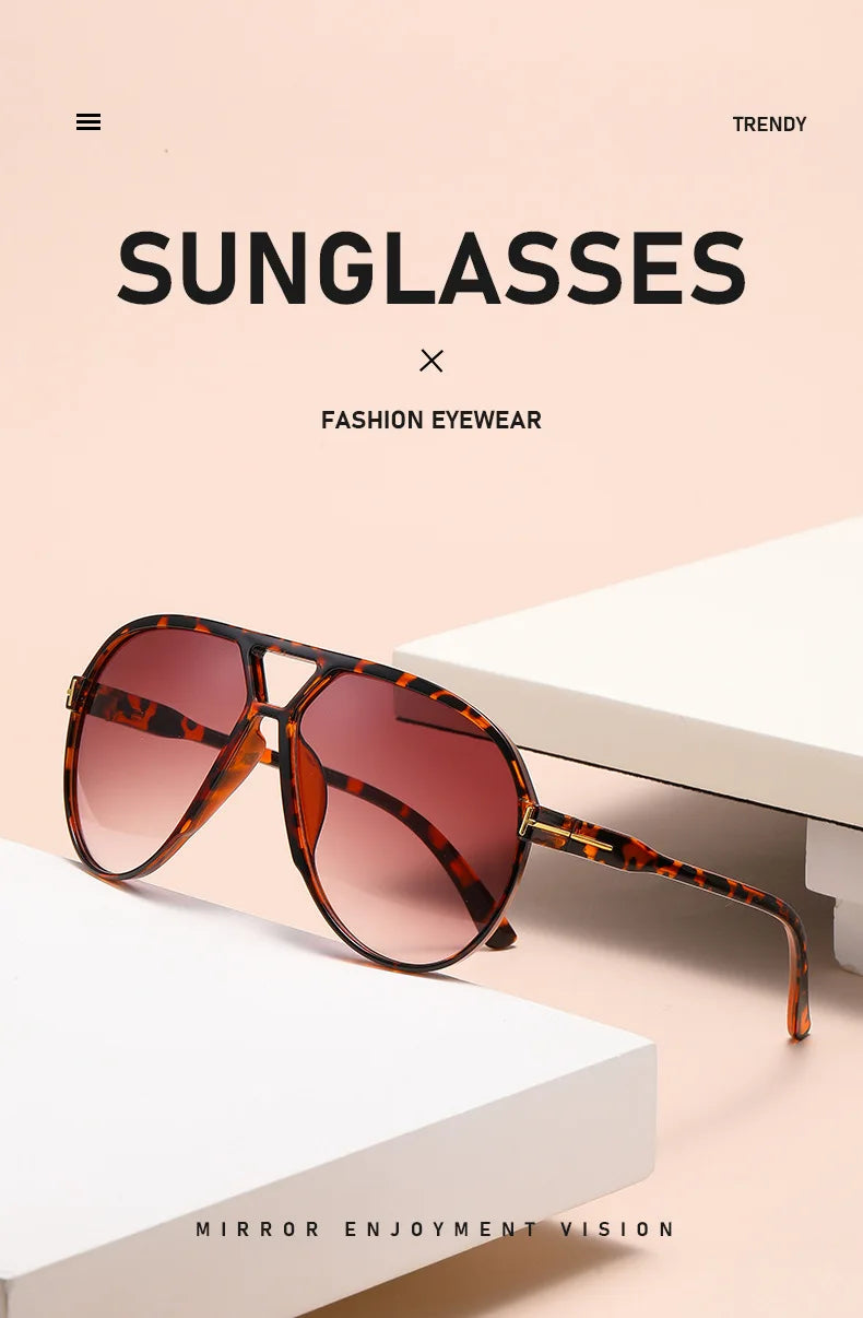 Retro Pilot Sunglasses – Double Beam “T” Design with Mirror Finish (2025 Style)