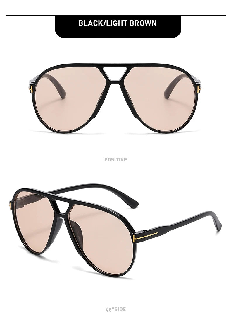 Retro Pilot Sunglasses – Double Beam “T” Design with Mirror Finish (2025 Style)