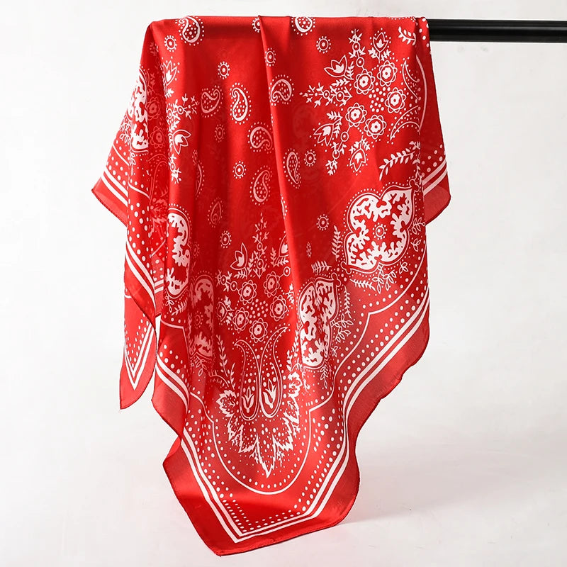 Floral Silk Hair Scarf – Elegant Spring Print Bandana for Hair, Neck & Head Styling