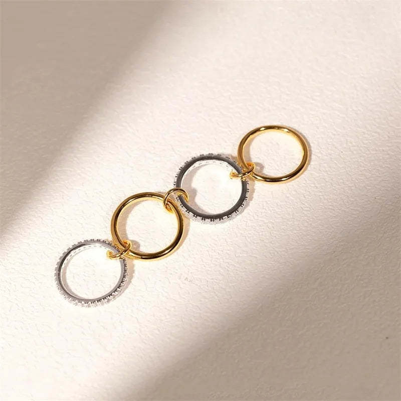 Two-Tone Four-Band Copper Ring – Hypoallergenic Stacking Style for Young Women