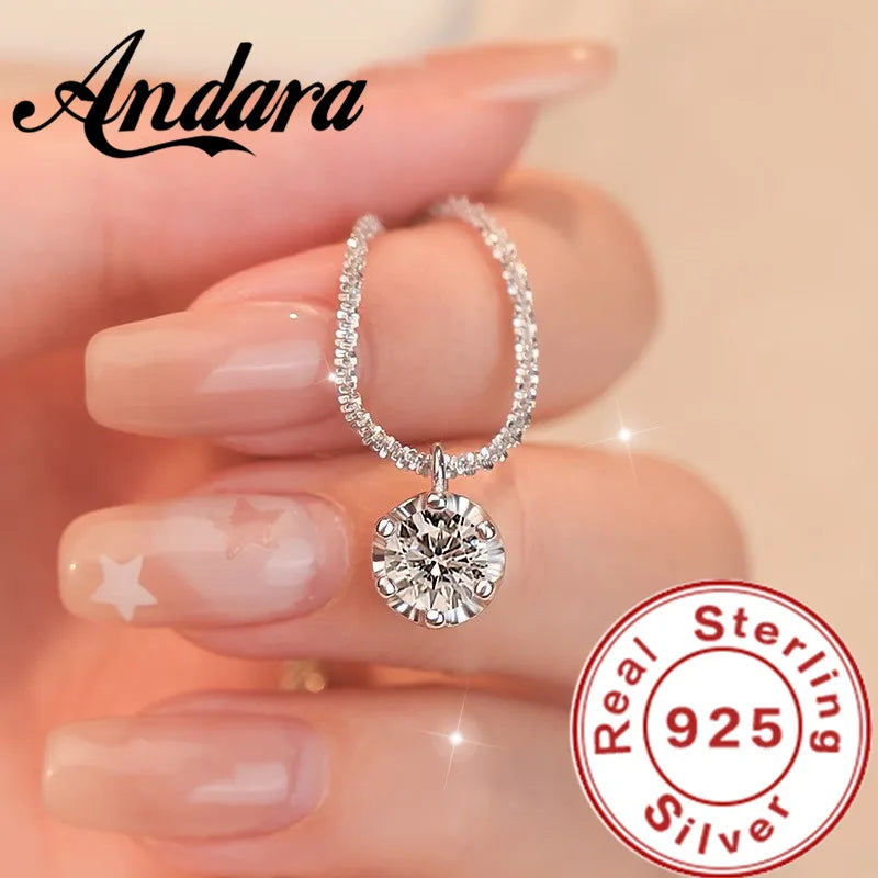 Andara 925 Silver AAAAA Zircon Pendant – Luxury Italian-Style Necklace for Women