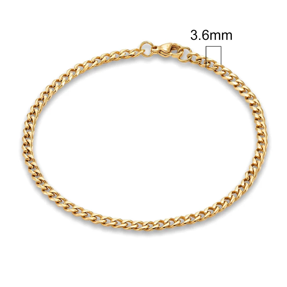 MKENDN Punk Cuban Link Bracelet – 3–11 mm Stainless Steel Biker Chain for Men & Women