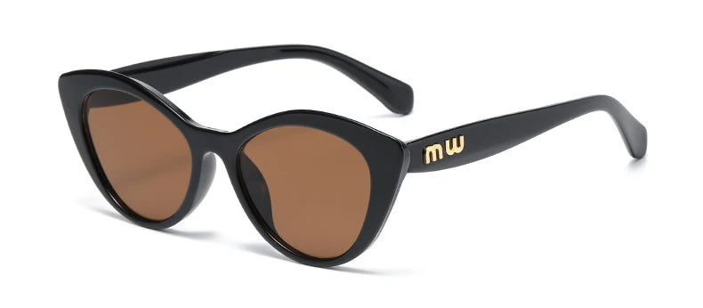 Cat Eye Sunglasses – Black & Leopard Small Frame UV400 Designer Style