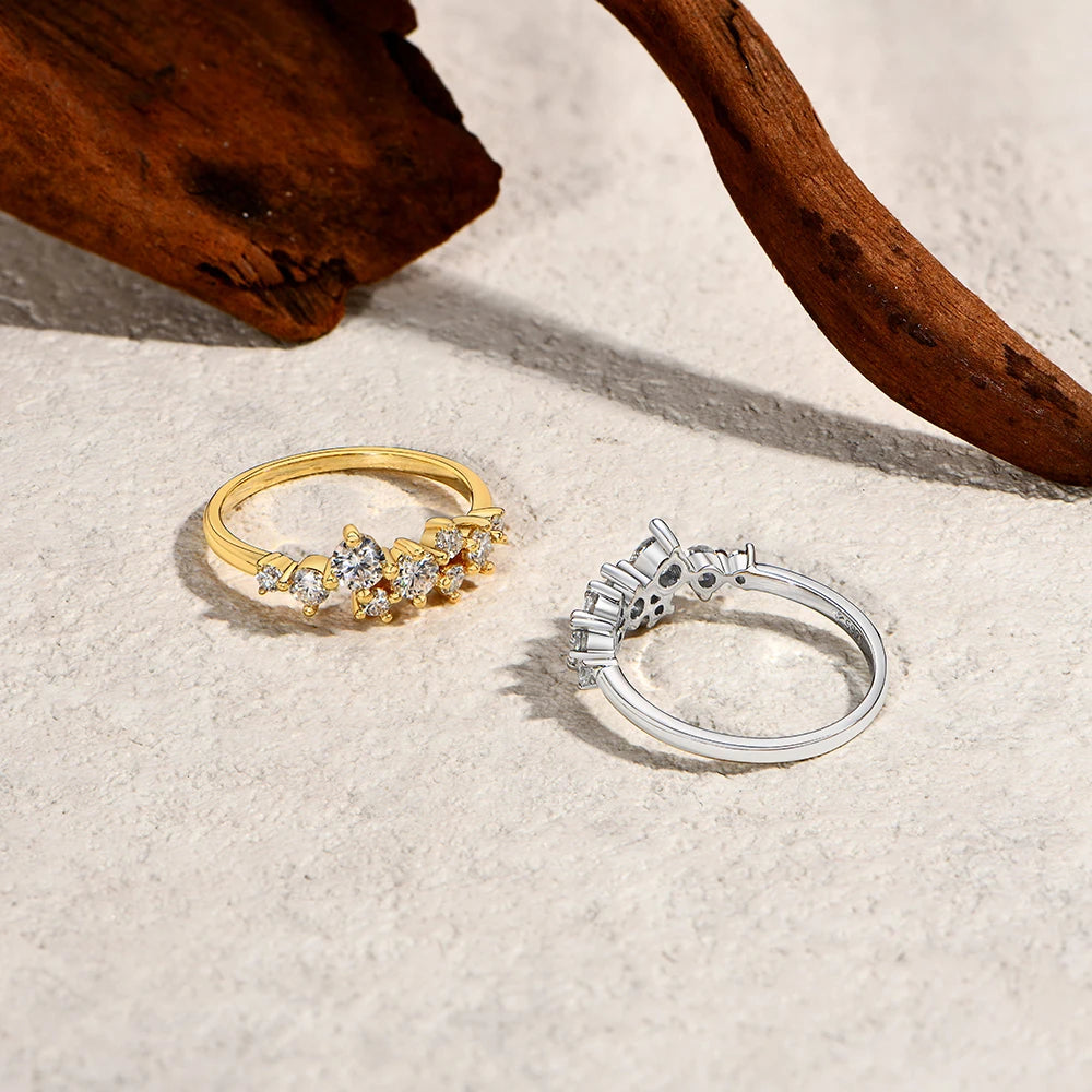 ATTAGEMS Round-Cut Moissanite Ring – D-VVS1 Sparkle in Solid 925 Silver for Women