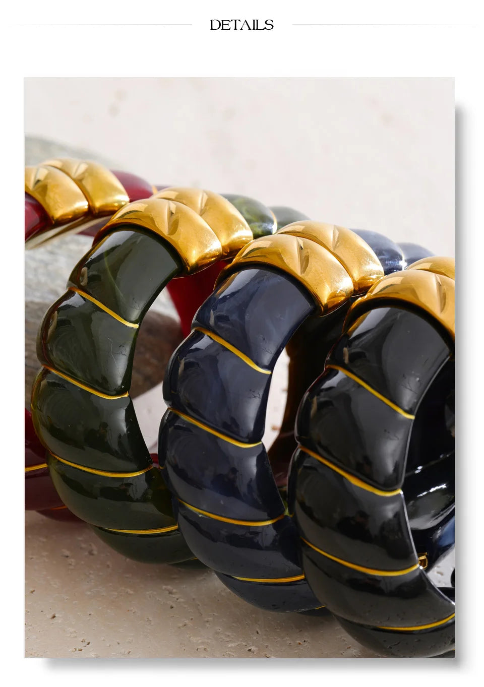 Yhpup Multi-Color Resin Statement Bracelet – Wide Acrylic Bangle with Stainless Steel Accents