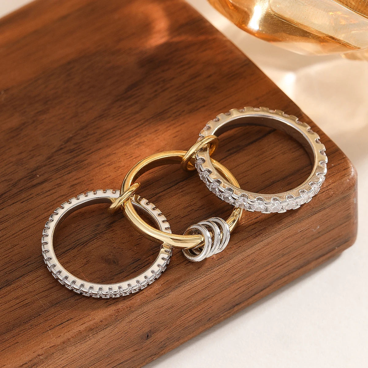 Two-Tone Four-Band Copper Ring – Hypoallergenic Stacking Piece for Young Women