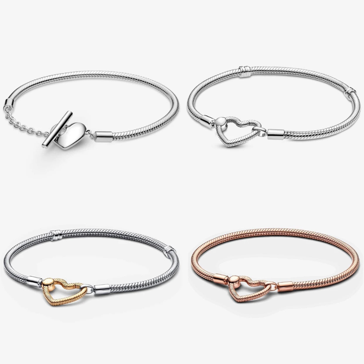 925 Silver Flower Charm Bracelet – Elegant Snake Chain Design for Women