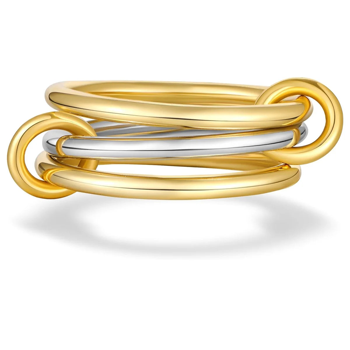 Two-Tone Four-Band Copper Ring – Hypoallergenic Stacking Piece for Young Women
