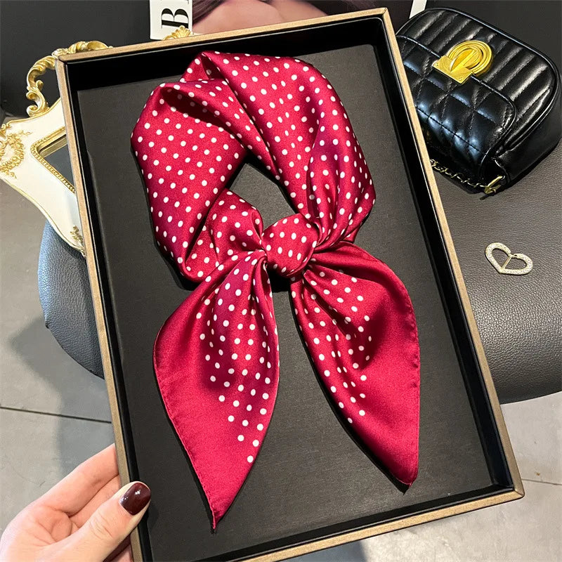 Bohemian Floral Silk Scarf – Luxury Square Satin Wrap for Hair, Neck & Hijab