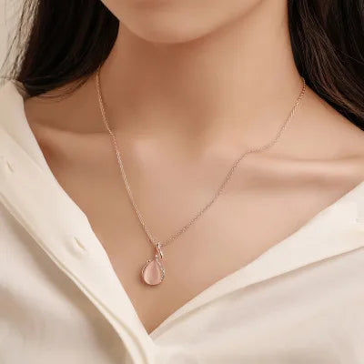 3-Piece Waterdrop Rhinestone Jewelry Set – Elegant Pendant Necklace & Hook Earrings