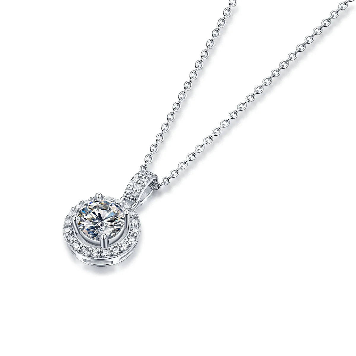 Classic 5 ct Moissanite Necklace – S925 Sterling Silver White Gold Plated Wedding Pendant