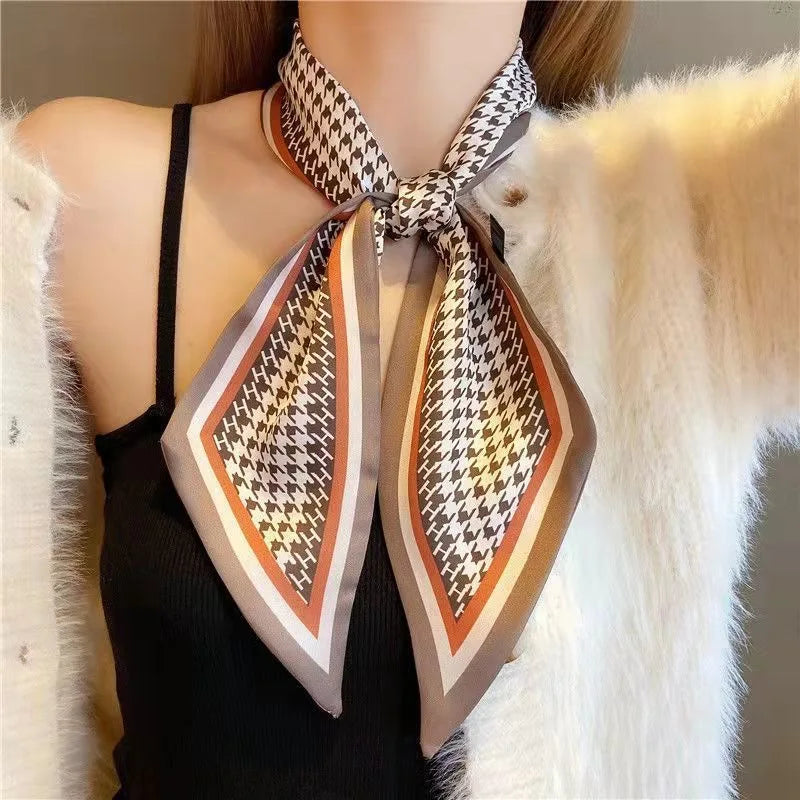 Luxury Horse Print Silk Ribbon Scarf – Thin Long Accessory for Bags, Hair & Neck