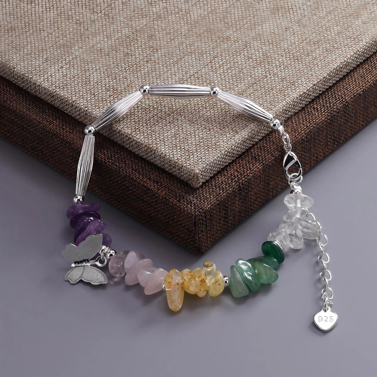 VENTFILLE 925 Silver Butterfly Bracelet – Cute Beaded String Design for Girls