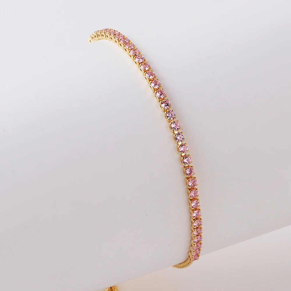 2 mm Adjustable Rainbow Tennis Bracelet – Colorful Zircon Charm for Women