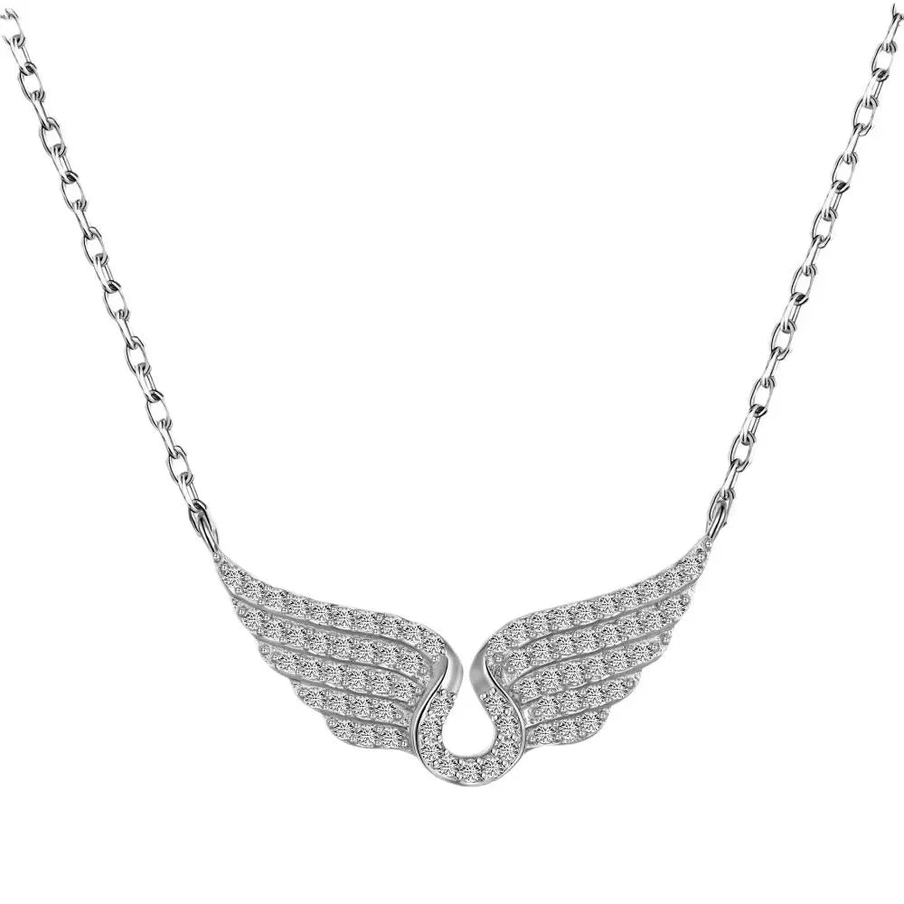 Titanium Steel Angel Wings Necklace – Elegant Clavicle Chain for Women