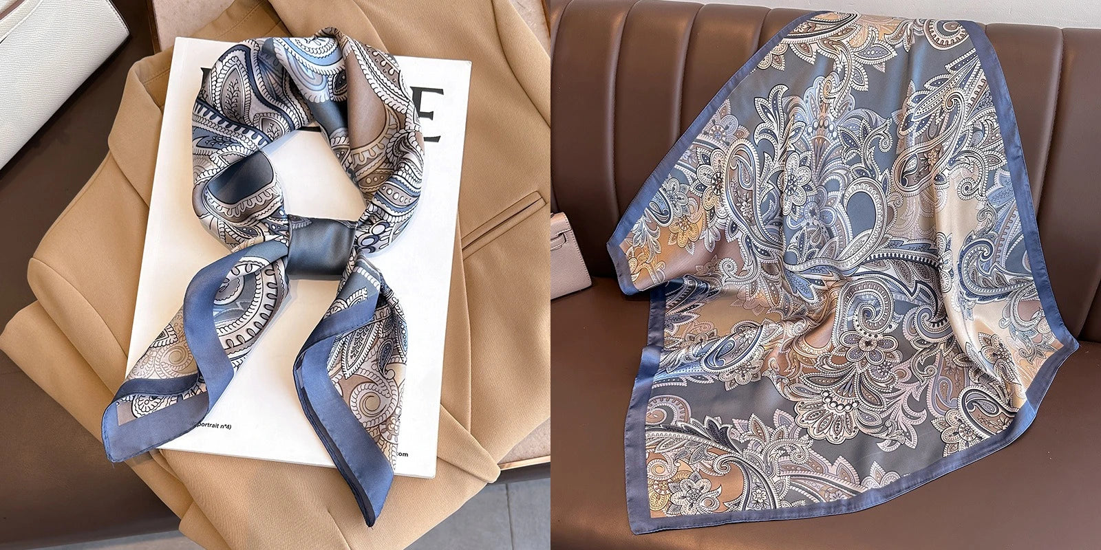 Luxury Floral Silk Scarf – Soft Satin Square Wrap for Hair, Neck & Hijab