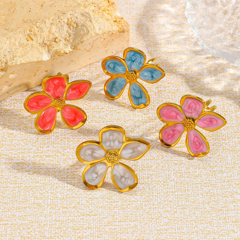 Cazador 2-Piece Flower Stud Earrings – 2025 Stainless Steel Trend for Parties, Weddings & Gifts