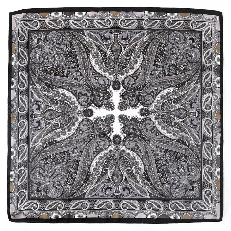 Bohemian Floral Silk Scarf – Luxury Square Satin Wrap for Hair, Neck & Hijab