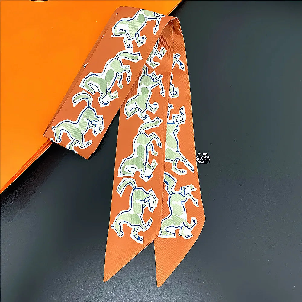 Gorgeous Saddle Print Silk Scarf – Elegant 2023 Designer Style for Hair, Bags & Neck