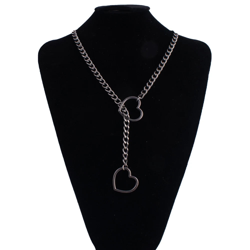 Heart Slip Chain Choker – Punk Rock Adjustable Love Necklace for Women
