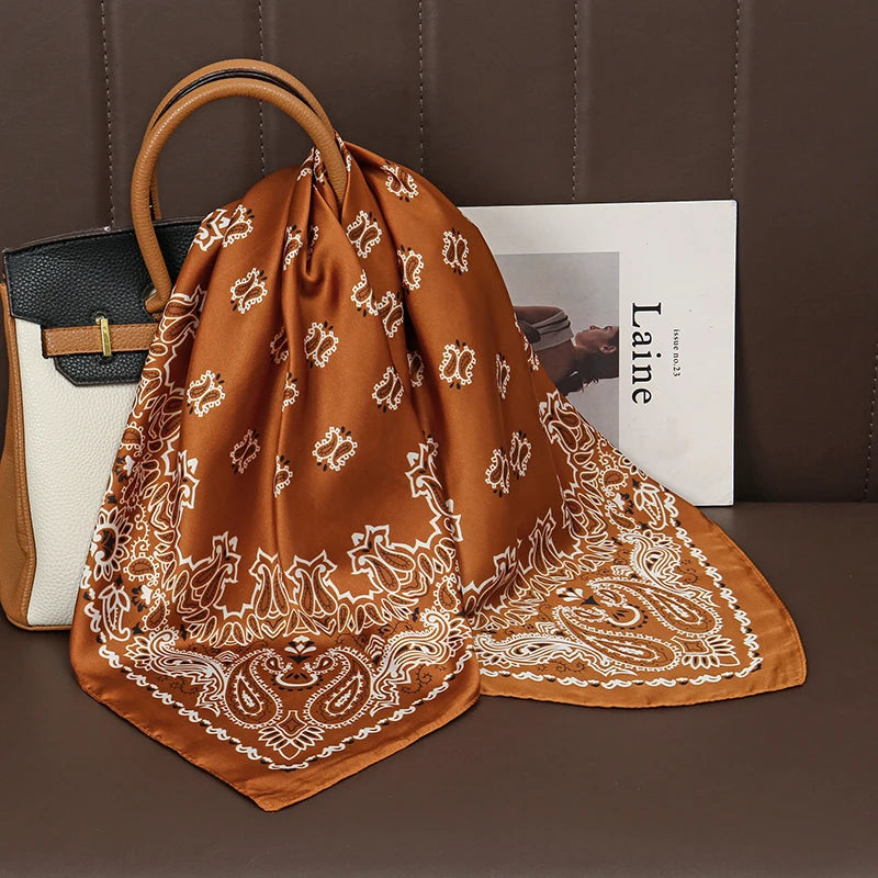 Floral Silk Hair Scarf – Elegant Spring Print Bandana for Hair, Neck & Head Styling