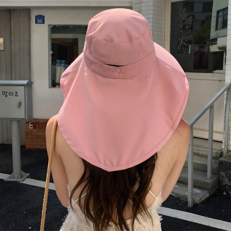Women’s Wide-Brim Sun Bucket Hat – UPF 50+ Fishing & Safari Style with Neck Cover