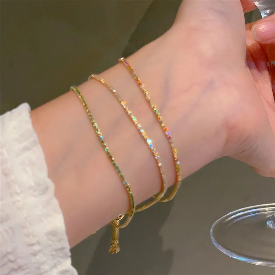 2 mm Adjustable Rainbow Tennis Bracelet – Colorful Zircon Charm for Women