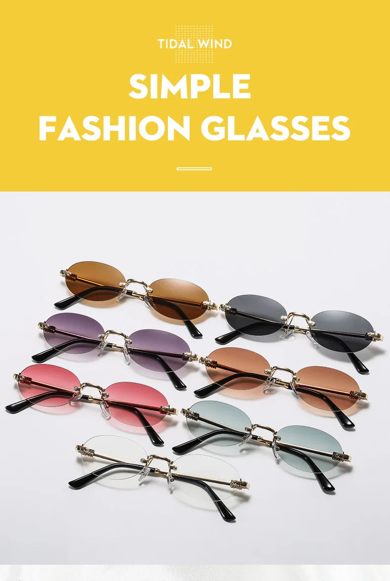 Frameless Oval Sunglasses – Luxury Summer Shades with UV Protection