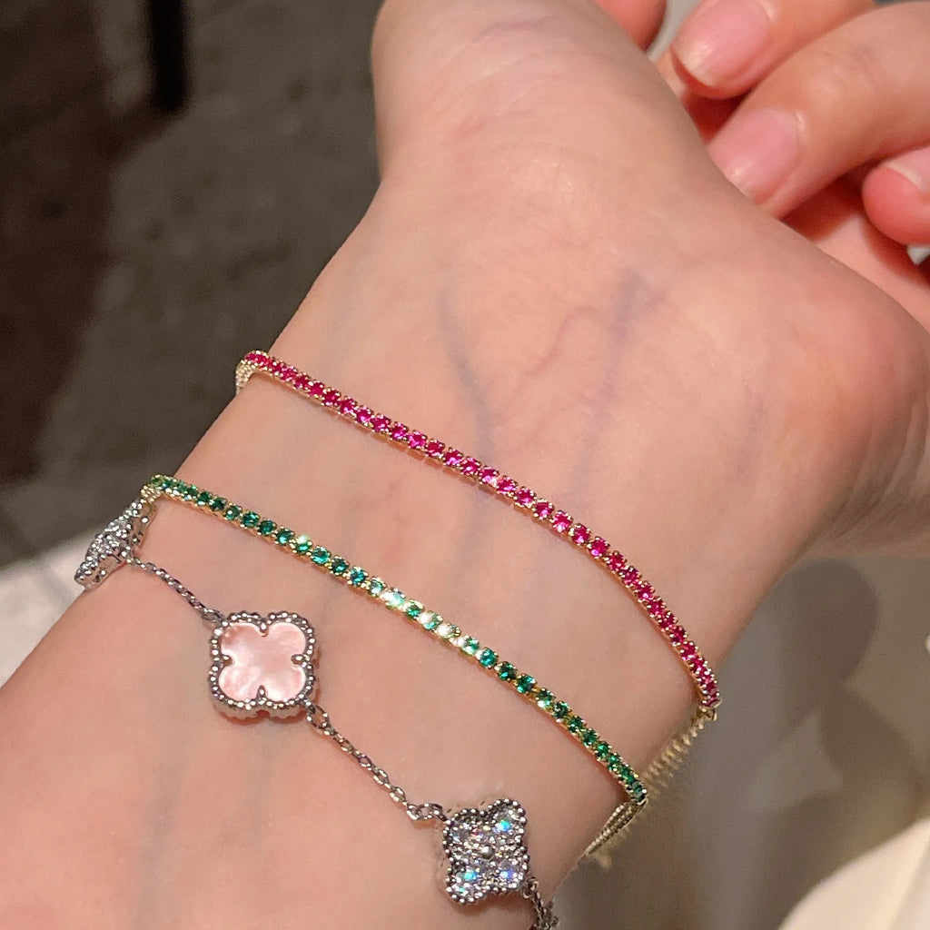 2 mm Adjustable Rainbow Tennis Bracelet – Colorful Zircon Charm for Women