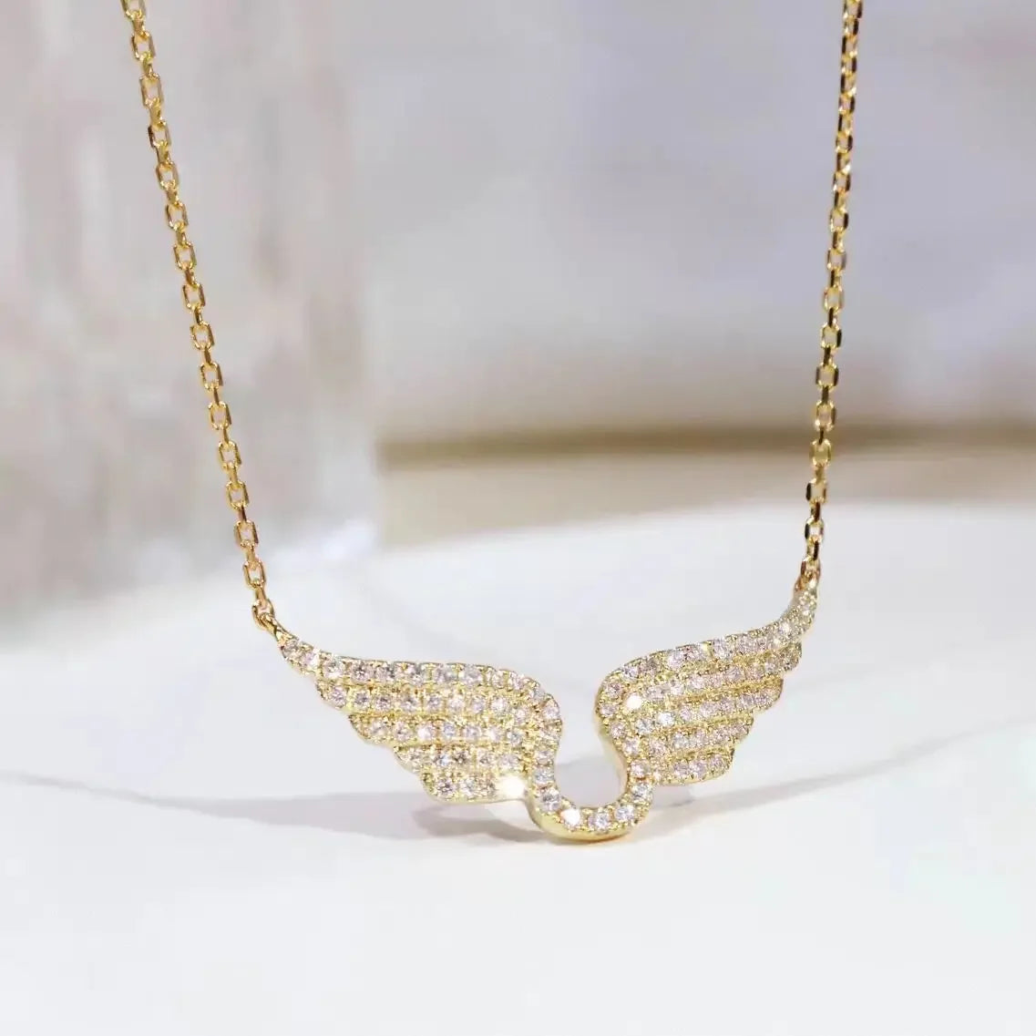 Titanium Steel Angel Wings Necklace – Elegant Clavicle Chain for Women