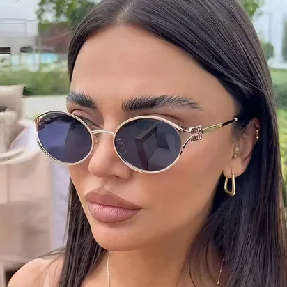 Metallic Cat Eye Sunglasses – Retro Small Frame Unisex UV Protection