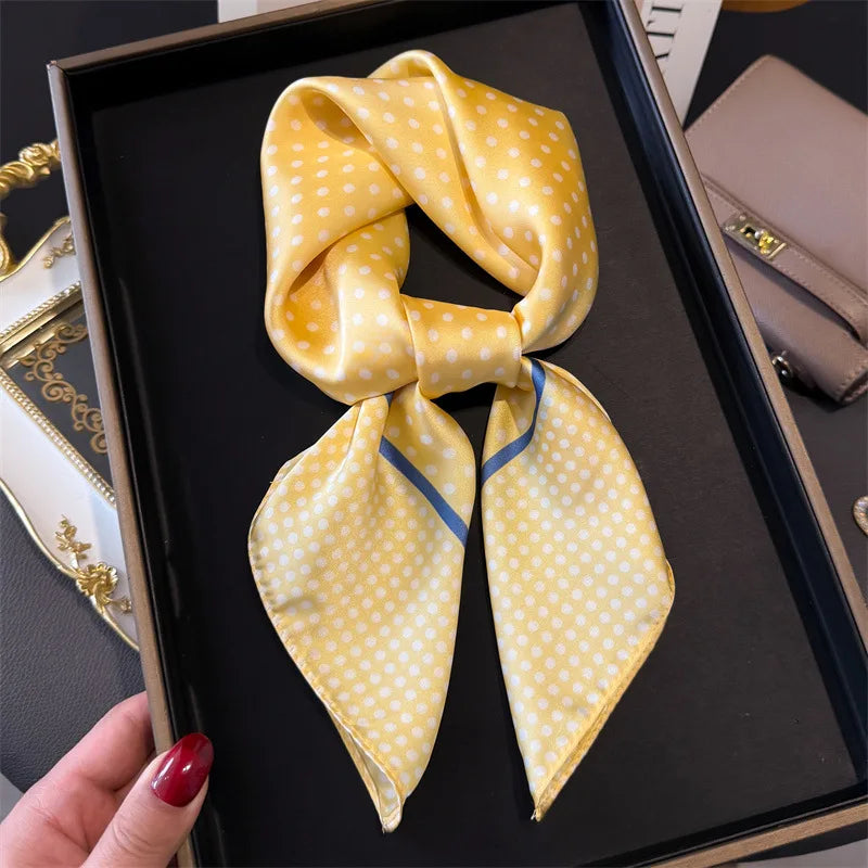 Bohemian Floral Silk Scarf – Luxury Square Satin Wrap for Hair, Neck & Hijab