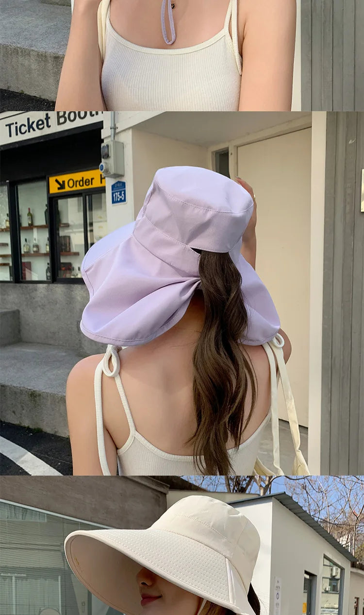 Women’s Wide-Brim Sun Bucket Hat – UPF 50+ Fishing & Safari Style with Neck Cover