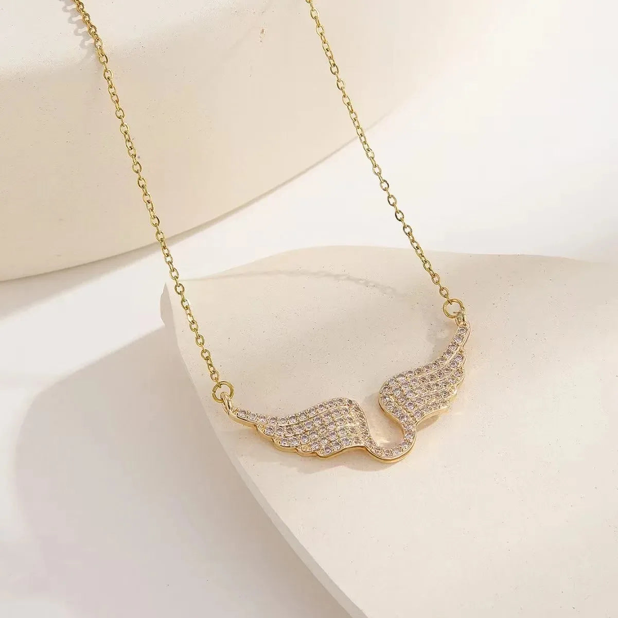 Titanium Steel Angel Wings Necklace – Elegant Clavicle Chain for Women