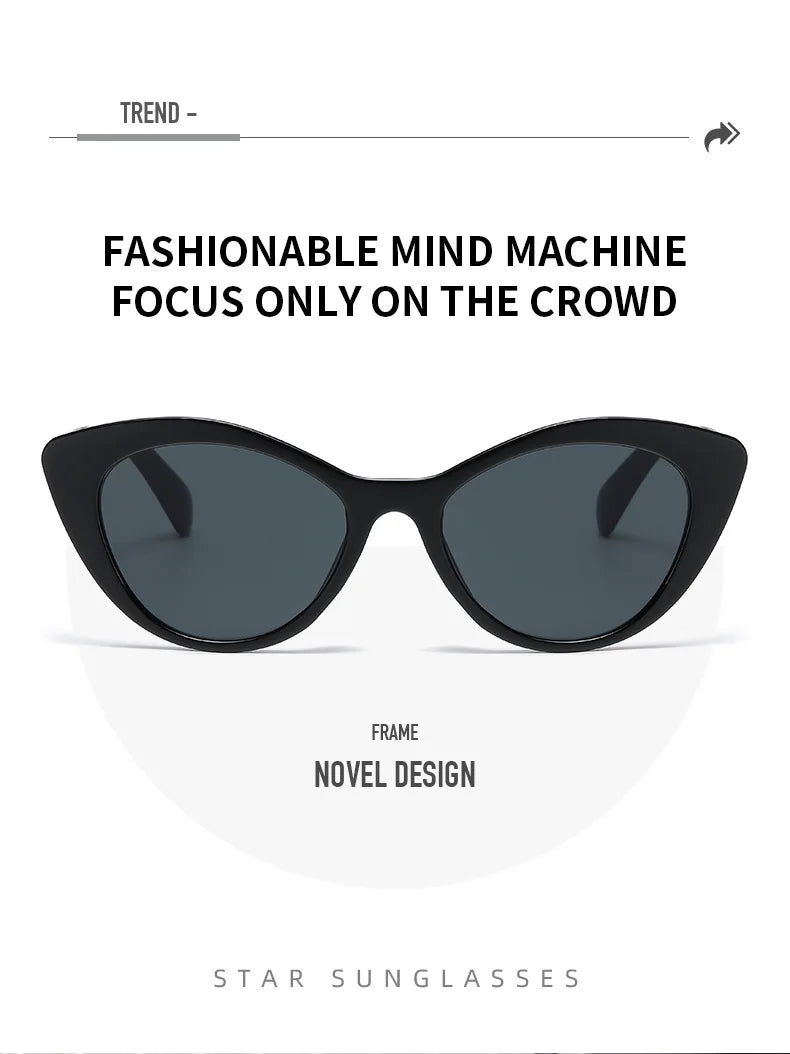 Cat Eye Sunglasses – Black & Leopard Small Frame UV400 Designer Style