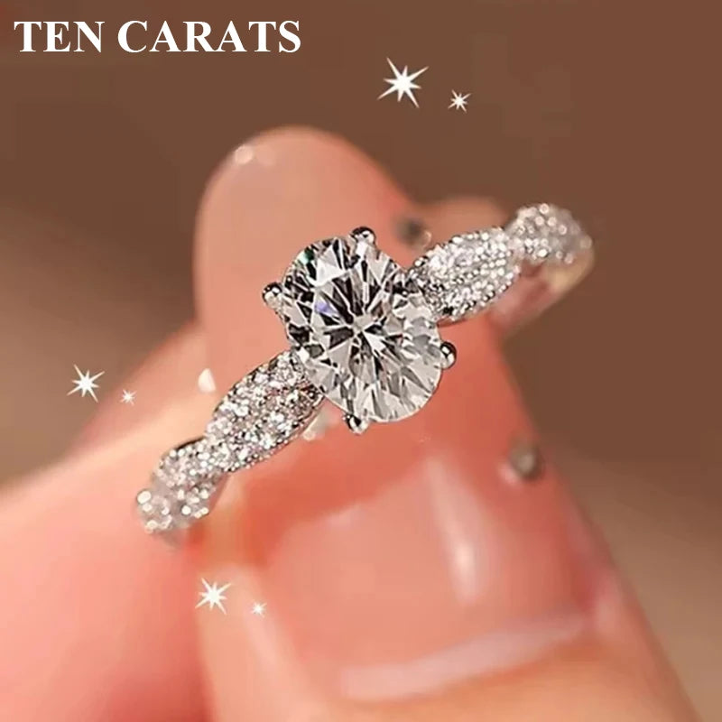 TEN CARATS 1 ct Moissanite Ring – Elegant Round-Cut Sparkle in 925 Sterling Silver for Engagements