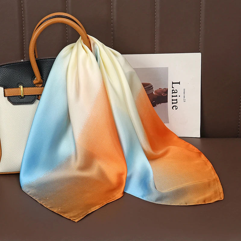 Luxury Silk Satin Scarf – 2023 Square Print Design for Women’s Hijab, Hair & Neck Styling