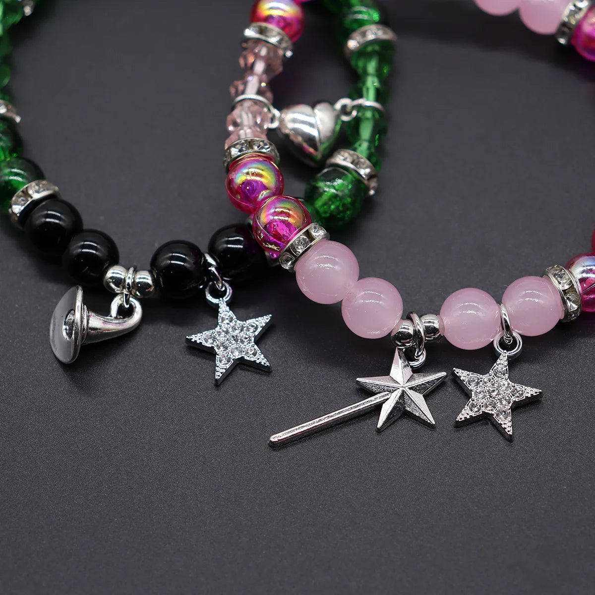 Magic Stick & Crown Couple Bracelets – Cute Matching Beaded Set Inspired by Wicked Witch