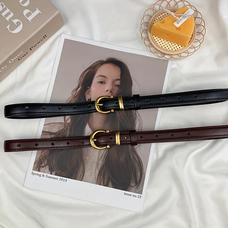 Retro Thin Belt – Simple Antique-Style Cut-Edge Jeans Belt for Women & Teens