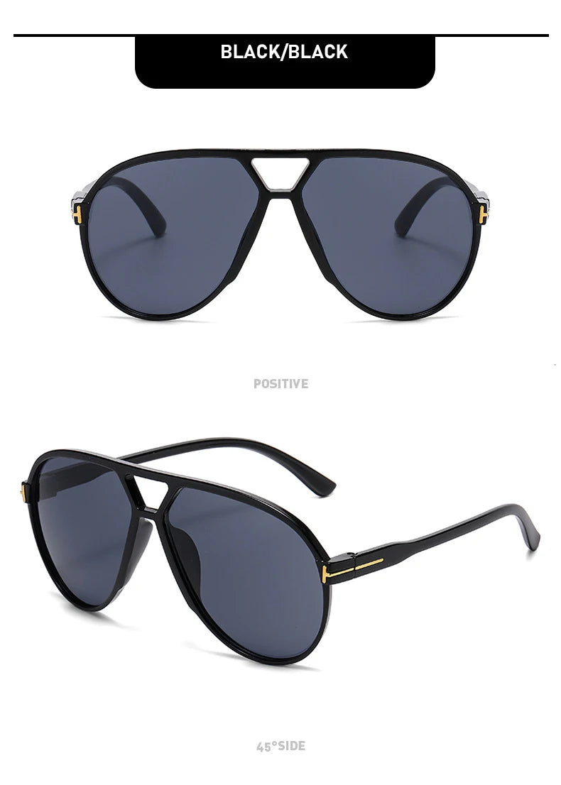 Retro Pilot Sunglasses – Double Beam “T” Design with Mirror Finish (2025 Style)