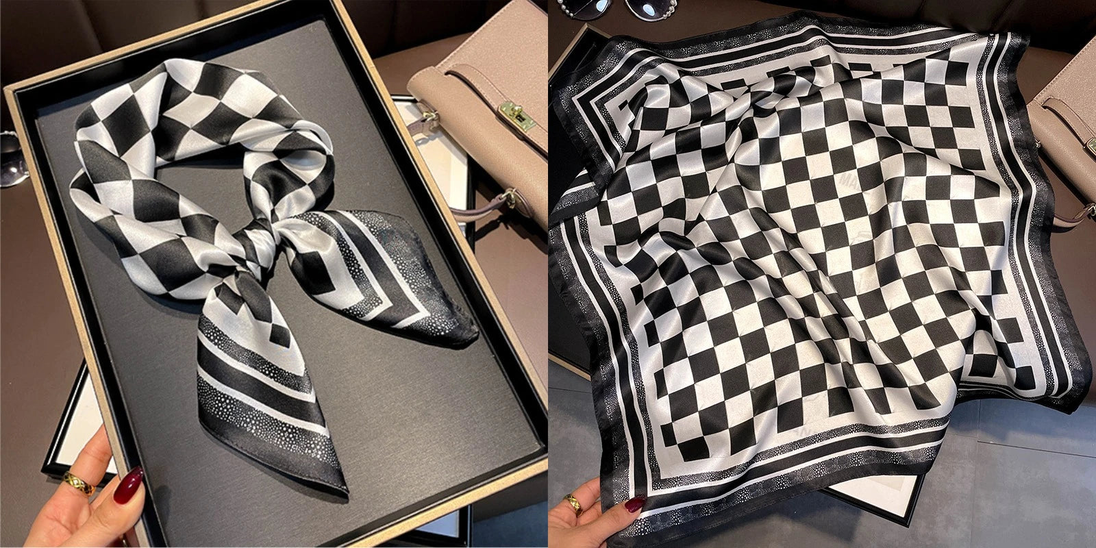 Luxury Floral Silk Scarf – Soft Satin Square Wrap for Hair, Neck & Hijab