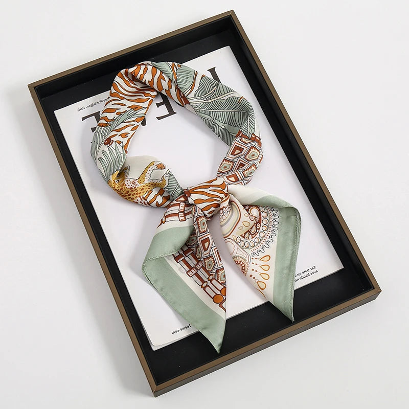 Luxury Square Silk Scarf – Elegant Satin Hijab & Headband Wrap for Women