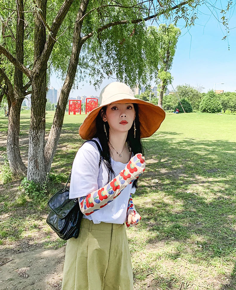 Wide Brim UPF 50+ Sun Hat – Double-Sided Anti-UV Beach & Hiking Cap for Women