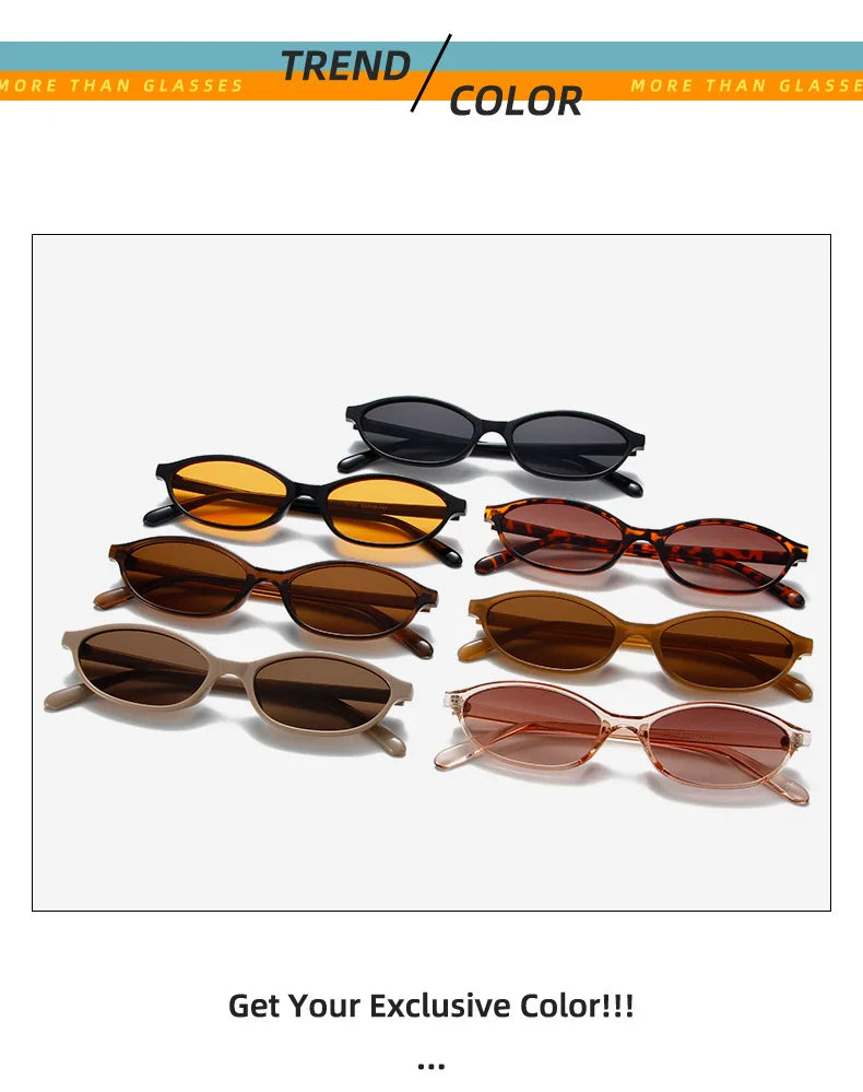 Retro Oval Sunglasses – Trendy Small Frame Cat Eye Design with Sun Protection