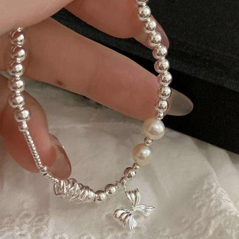 VENTFILLE 925 Silver Butterfly Bracelet – Cute Beaded String Design for Girls